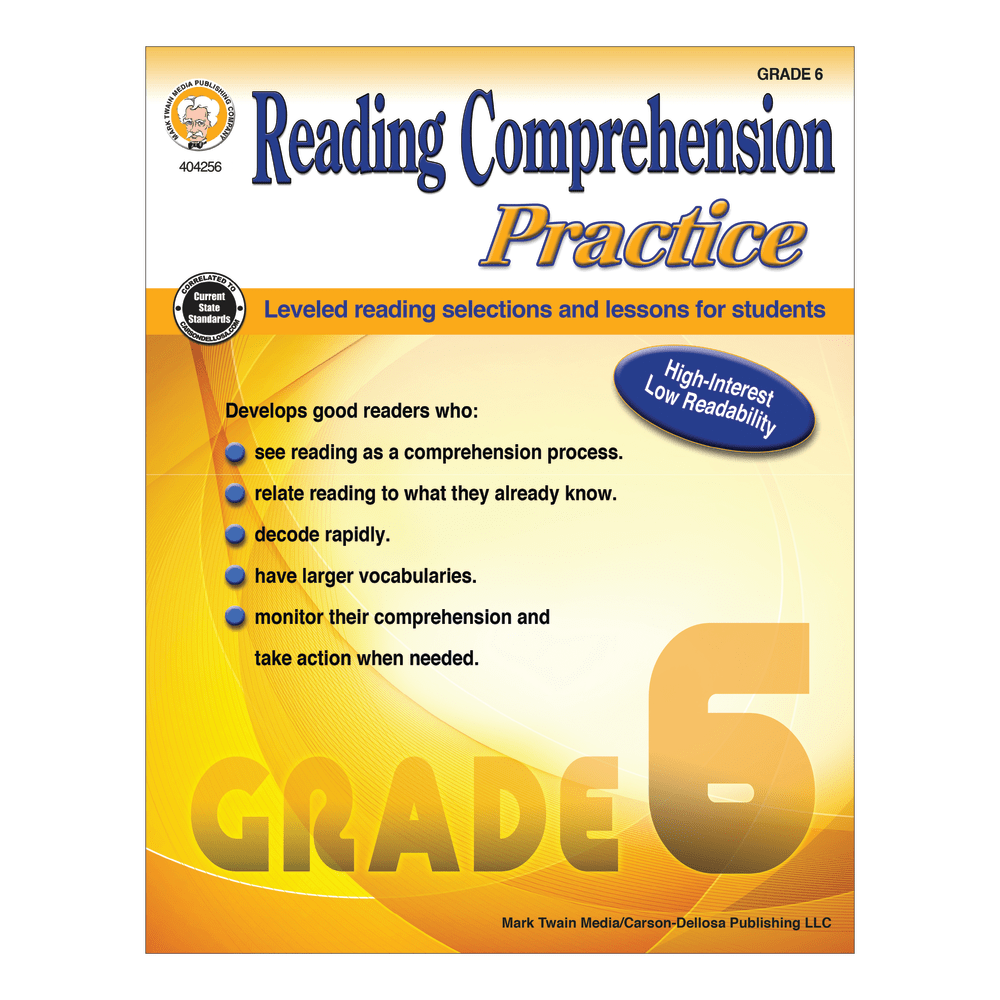 Mark Twain Media Reading Comprehension Practice, Grade 6