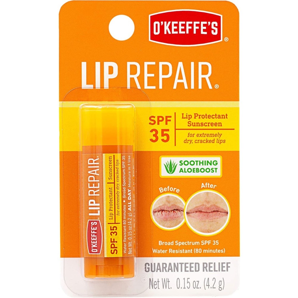 O-Keeffes SPF 35 Lip Balm - Cream - 0.15 fl oz - For Dry Skin - SPF 35 - Applicable on Lip - Cracked/Scaly Skin, Sunburn - Moisturising, Water Resistant - 1 Each