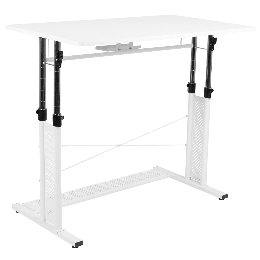 Flash Furniture 40inWide Height-Adjustable Sit-To-Stand Home Office Desk, White