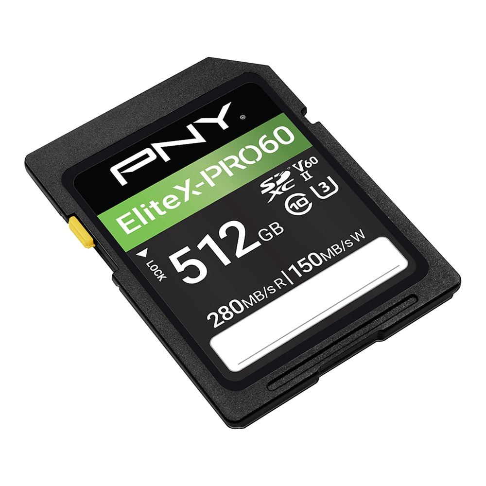 PNY EliteX-PRO60 Class 10 U3 V60 UHS-II SDXC Flash Memory Card, 512GB, P-SD512V60280EXP6-GE