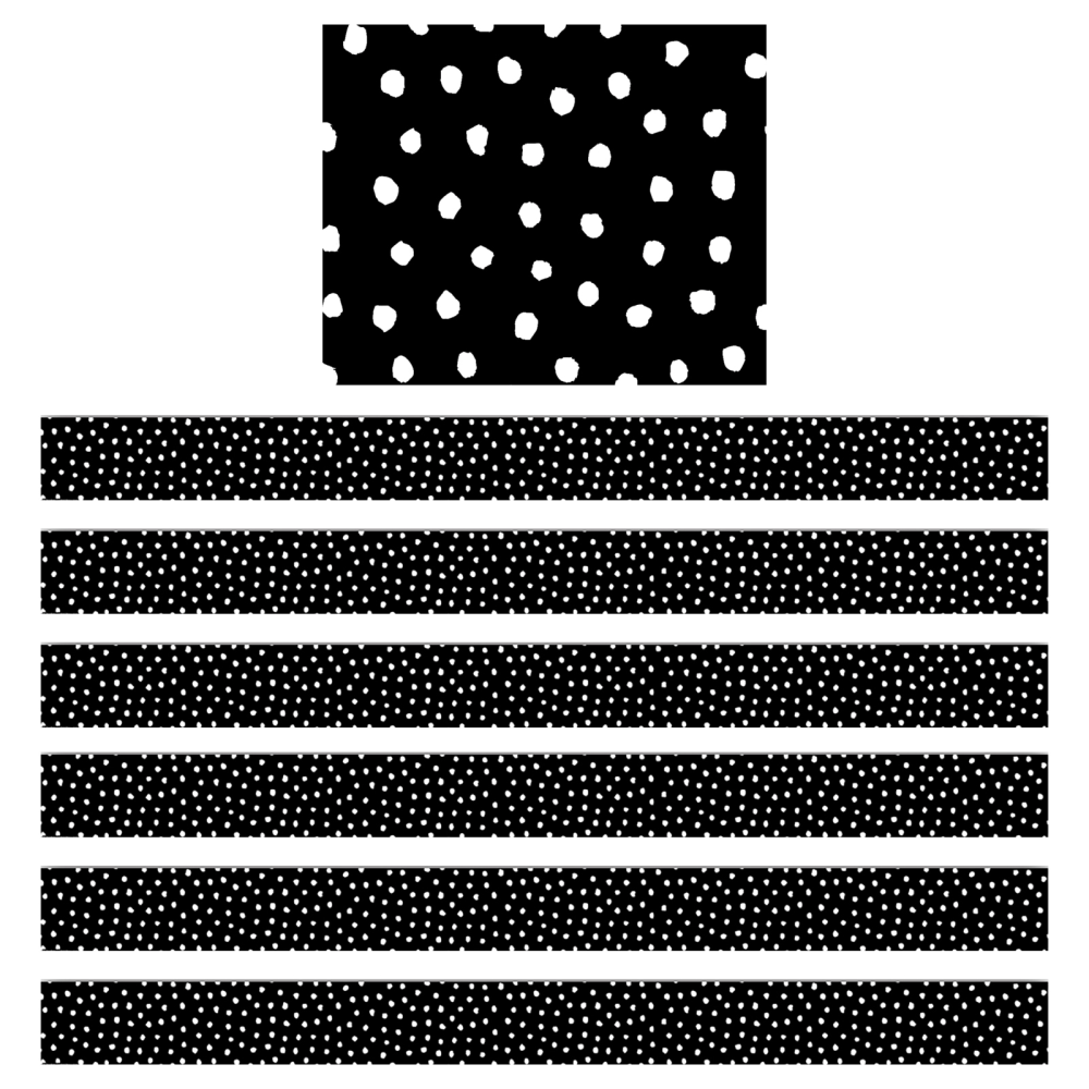 Teacher Created Resources Border Trim, White Painted Dots On Black, 35', Set Of 6 Packs