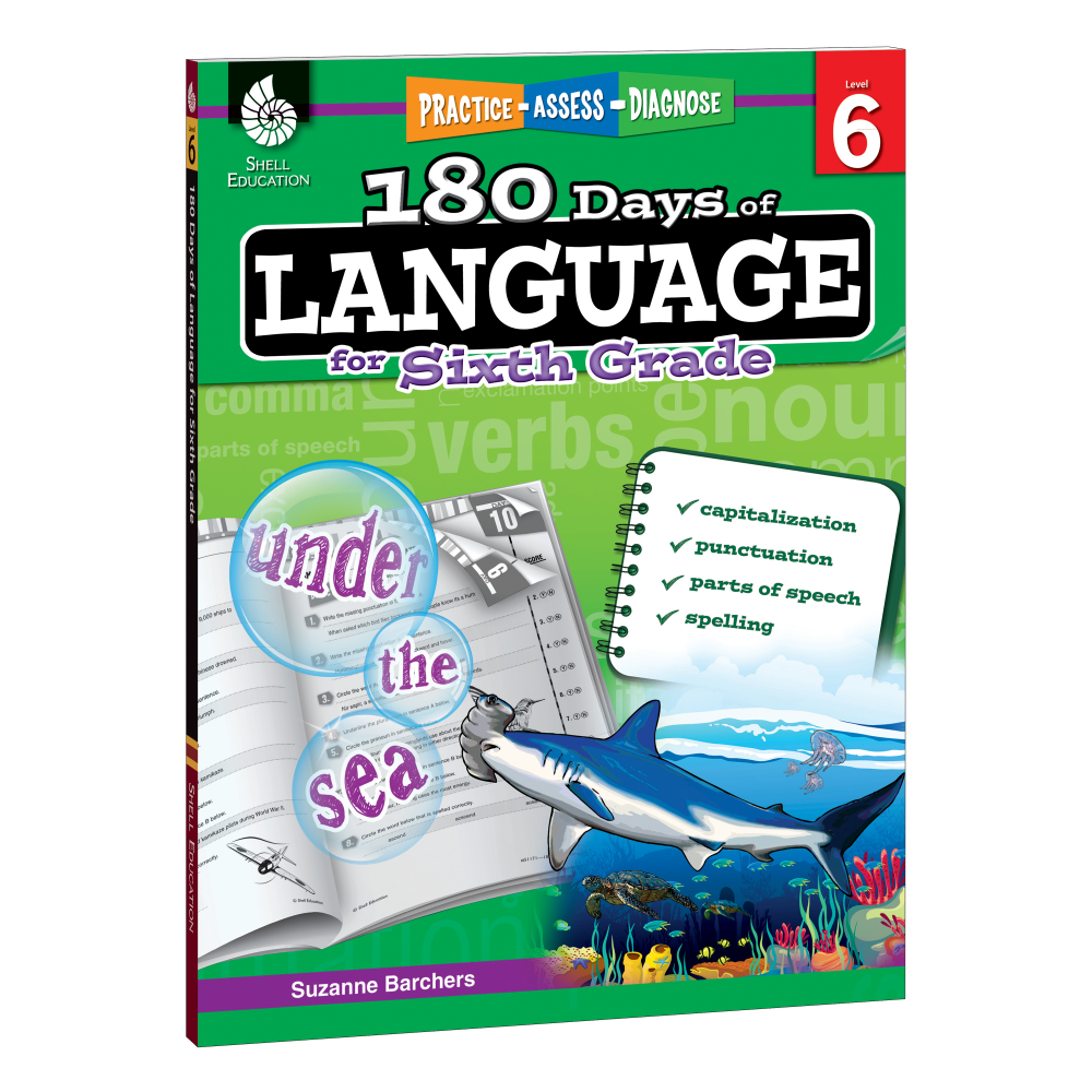 Shell Education 180 Days Of Language Workbook, Grade 6