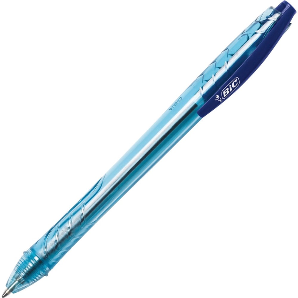 BIC Ecolutions Retractable Ballpoint Pen, Medium Point, 1 mm, Semi Clear Barrel/Blue Ink, Pack Of 12