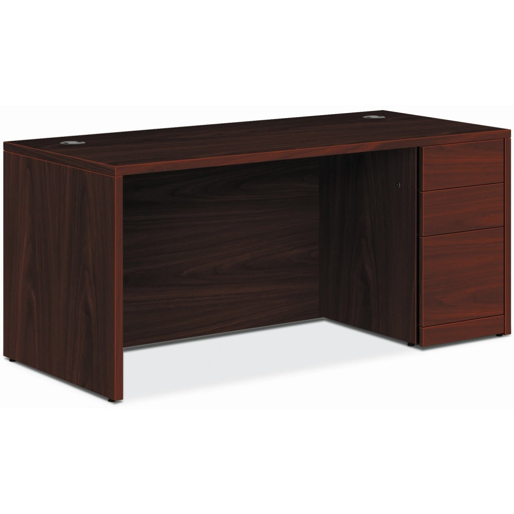 HON 10500 66inW 3-Drawer Right-Pedestal Computer Desk, Mahogany