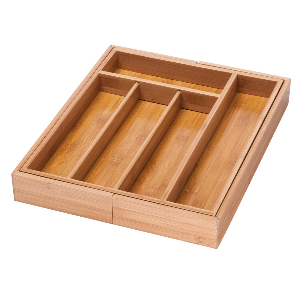 Honey-Can-Do Bamboo Expandable Cutlery Tray, 2 5/16inH x 22 3/4inW x 17inD