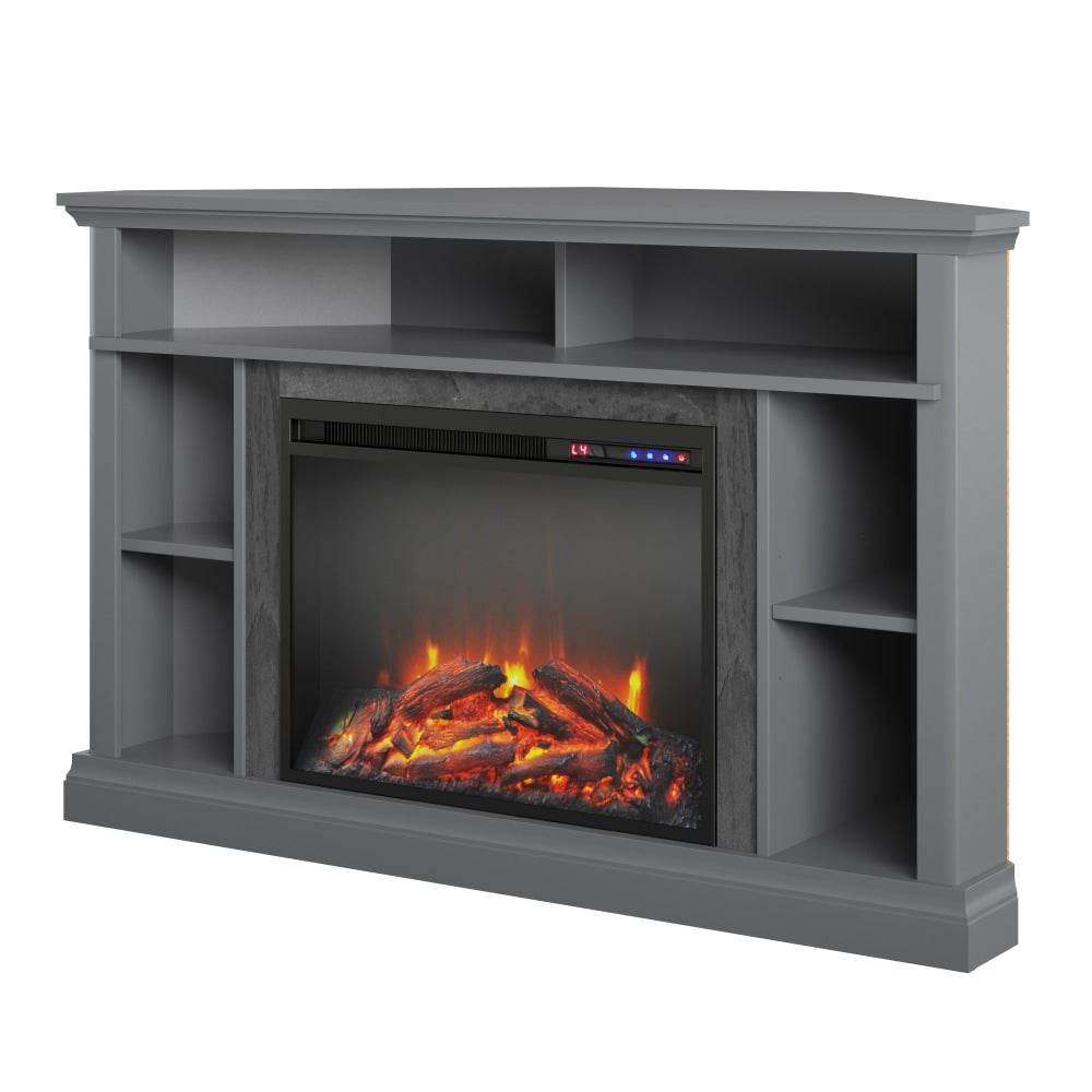 Ameriwood Home Overland Electric Corner Fireplace TV Stand For 50in TVs, Gray