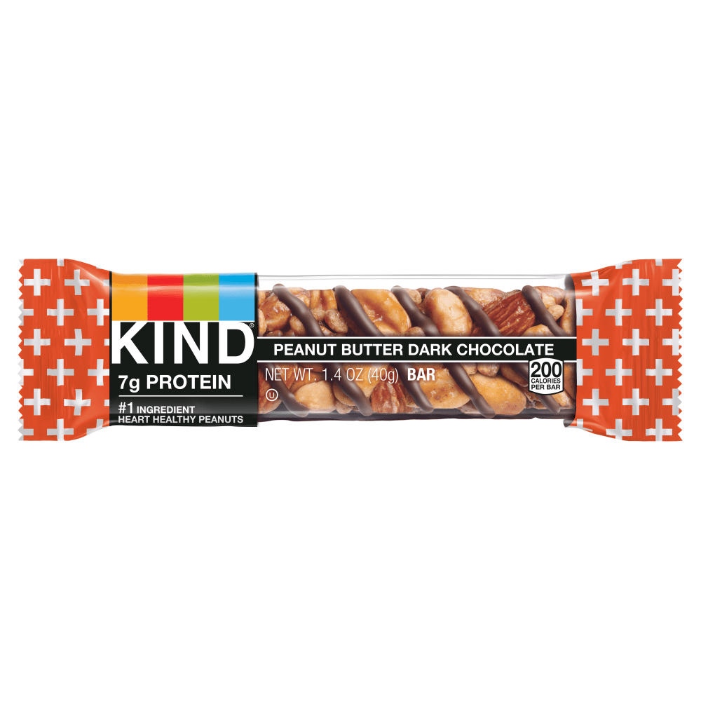 KIND Plus Dark Chocolate Peanut Butter Bars, 1.4 Oz, Box Of 12 Bars