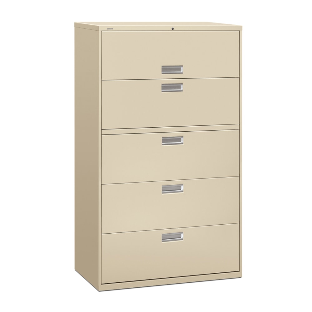 HON Brigade 600 42inW x 18inD Lateral 5-Drawer File Cabinet, Putty