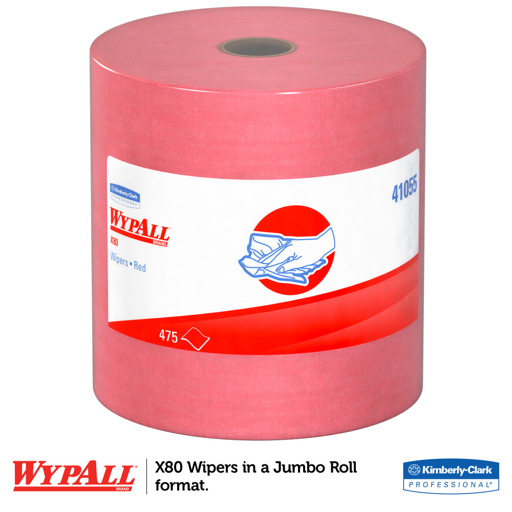 Wypall X80 Jumbo Wipes, 12 1/2in x 13 1/2in, 475 Per Roll