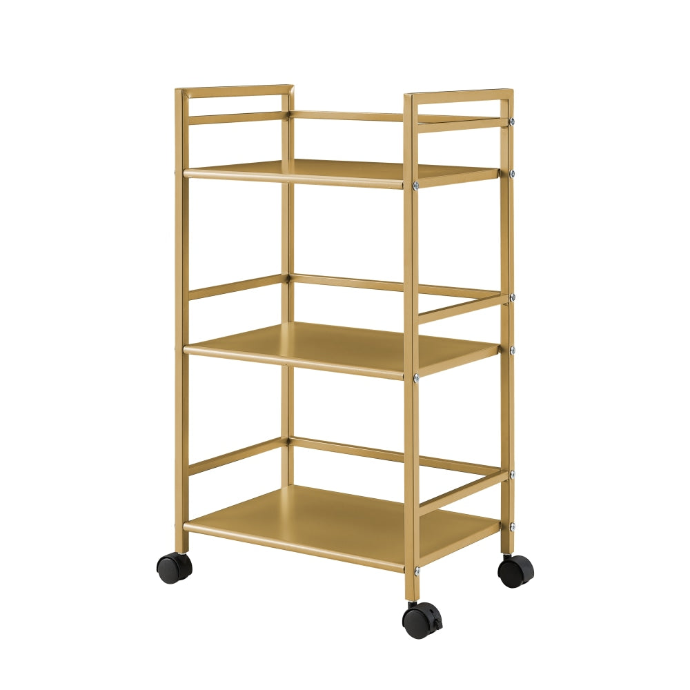 Ameriwood Home Helix Rolling Utility Cart, 29-15/16inH x 16-13/16inW x 11-7/16inD, Gold