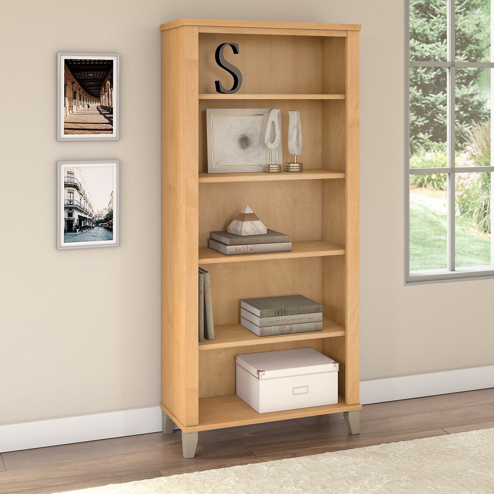 Bush Business Furniture Somerset 66inH 5-Shelf Bookcase, Maple Cross, Standard Delivery