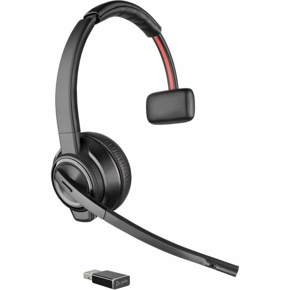 Poly Savi 8200 Office 8210 Headset - Mono - Wireless - Bluetooth/DECT 6.0 - 449.5 ft - 32 Ohm - 20 Hz - 20 kHz - Over-the-head - Monaural - Ear-cup - Noise Cancelling Microphone