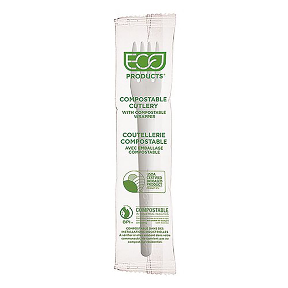 Eco-Products Plantware High-Heat PLA Compostable Forks, 6in, White, Pack Of 1,000 Forks