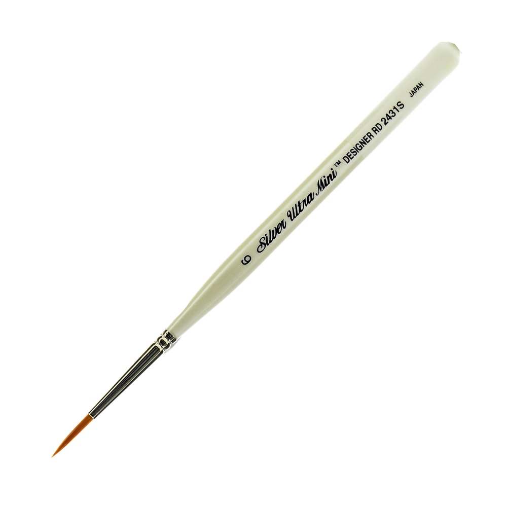 Silver Brush Ultra Mini Series Paint Brush, Size 6, Round Bristle, Taklon Filament, Pearl White