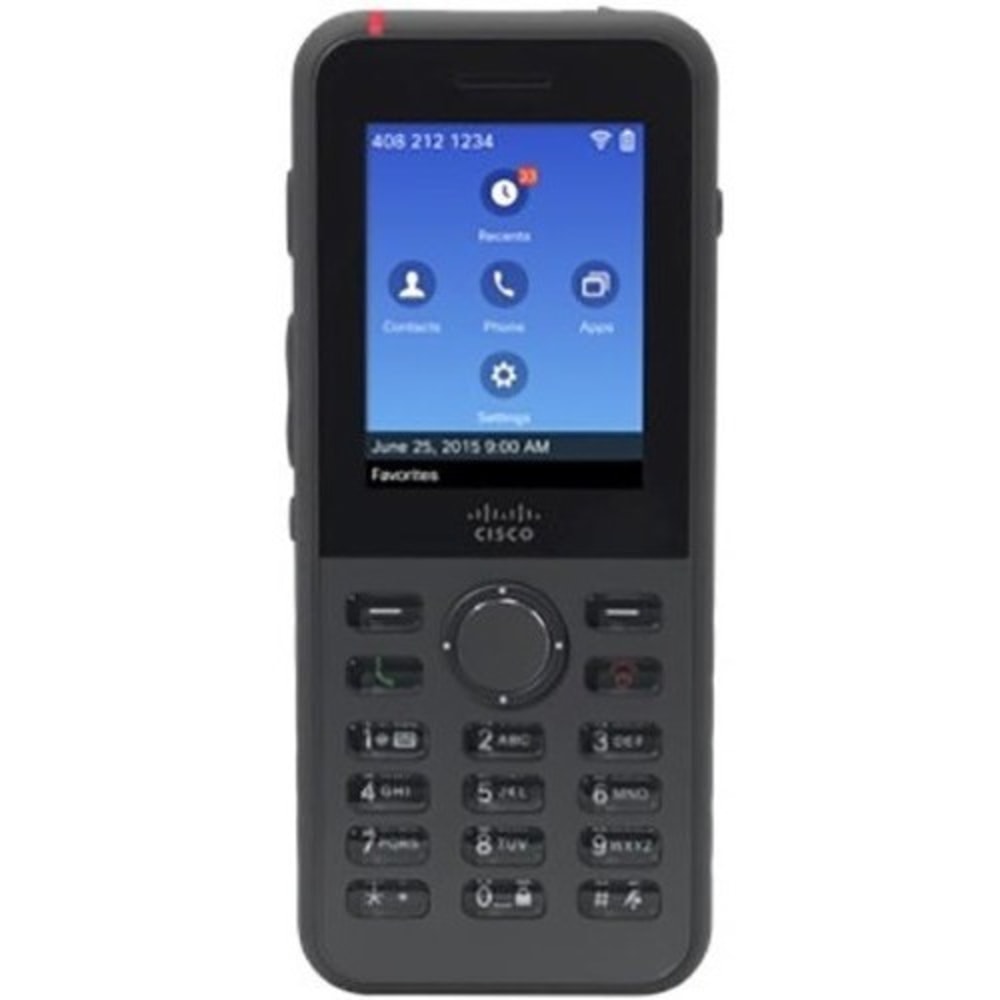 Cisco Wireless IP Phone 8821 World mode - Cordless - Wi-Fi, Bluetooth - 2.4in Screen Size - USB - Headphone - 11.50 Hour Battery Talk Time - Black