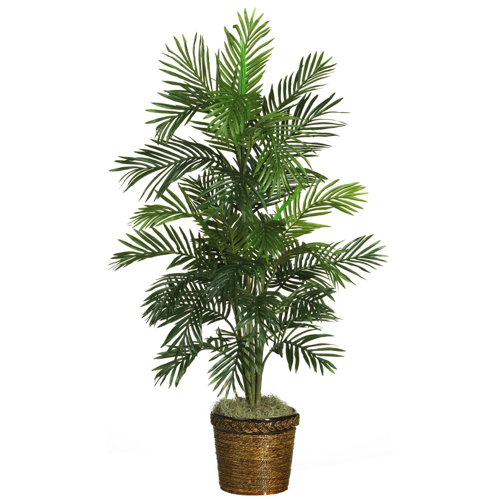 Nearly Natural 56inH Silk Areca Palm Tree With Basket, Green