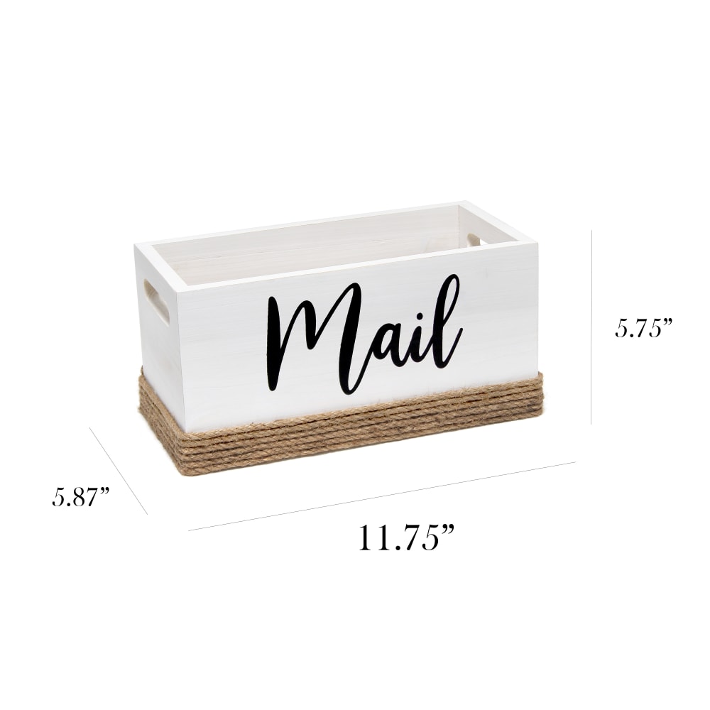 Elegant Designs Homewood Farmhouse Rustic Wood Decorative Mail Holder, 5-3/4inH x 11-3/4inW x 5-7/8inD, White