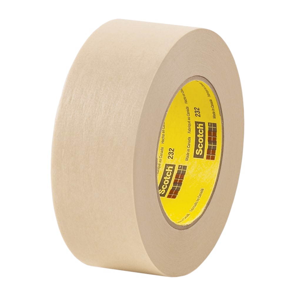 3M 232 Masking Tape, 3/4in x 60 Yd., Tan, Case Of 48