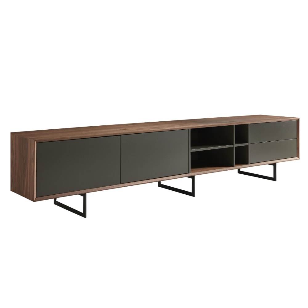 Eurostyle Anderson Media Stand, 19-1/2inH x 94-1/2inW x 16-1/2inD, Walnut/Gray