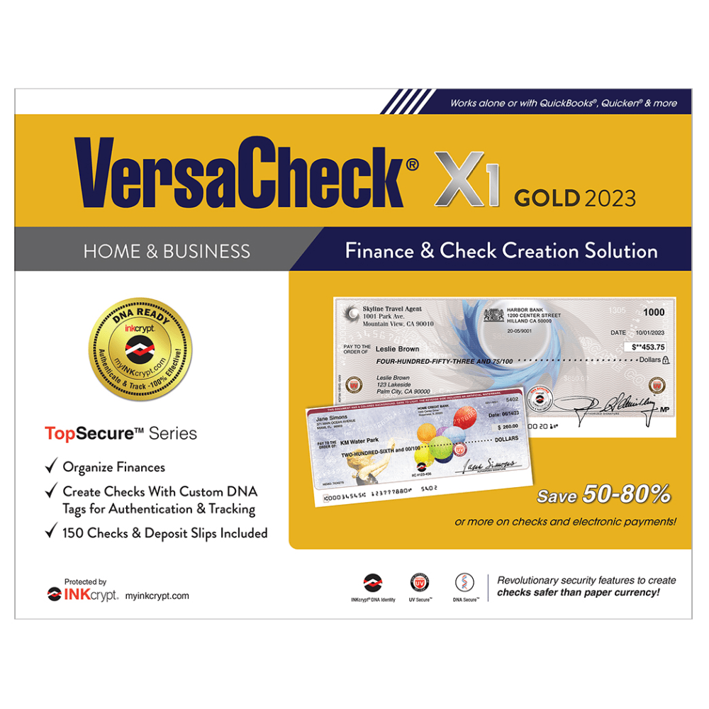 VersaCheck X1 INKcrypt Gold Software, 2023, Windows 8.1/10/11, Disc/Product Key