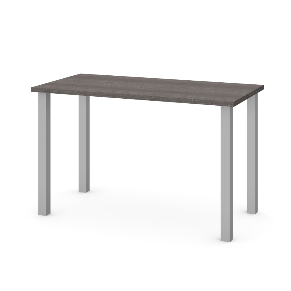 Bestar Universal 48inW Table Computer Desk With Square Metal Legs, Bark Gray