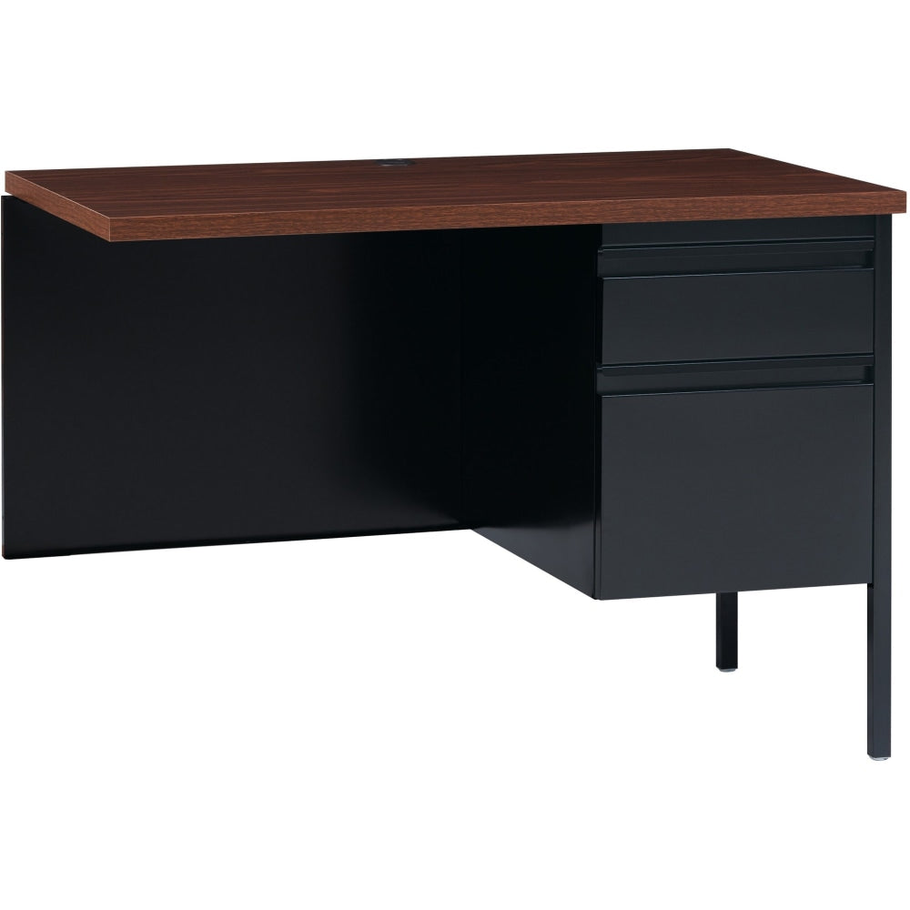 Lorell Fortress Series 42inW Steel Pedestal Return Desk, Right, Black/Walnut