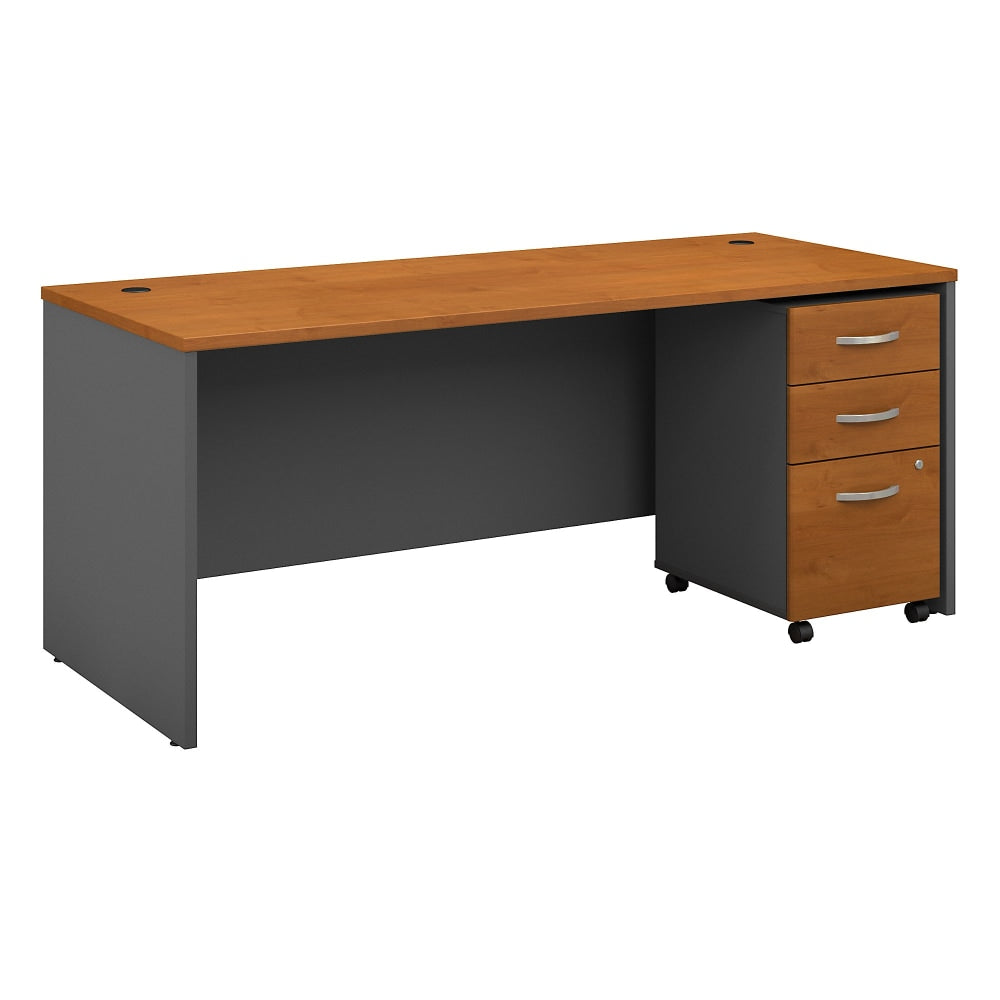 Bush Business Furniture Components 72inW Office Computer Desk With Mobile File Cabinet, Natural Cherry/Graphite Gray, Standard Delivery