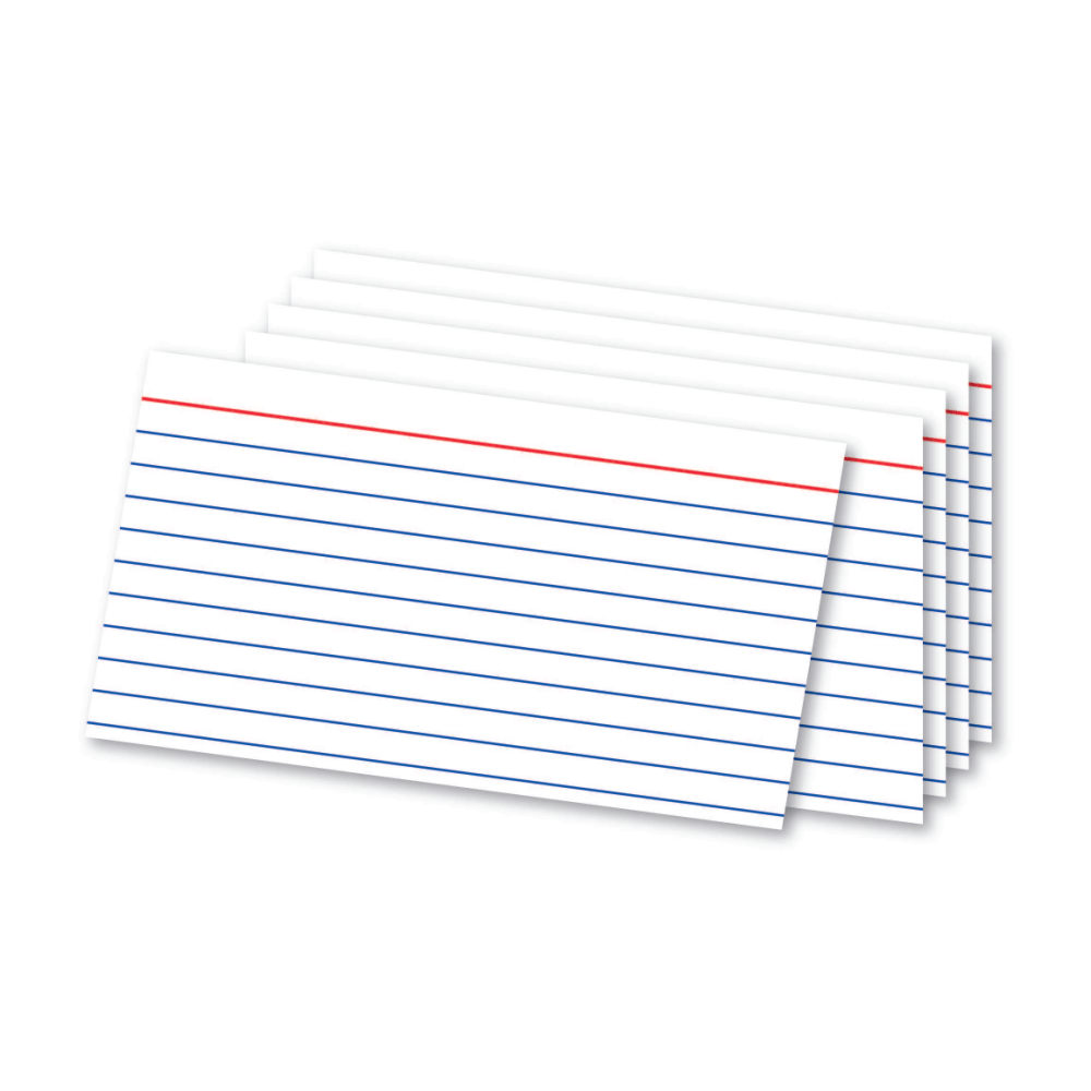 Office Depot Brand Index Cards And Tray Set, 3in x 5in, White, Pack Of 180 Cards