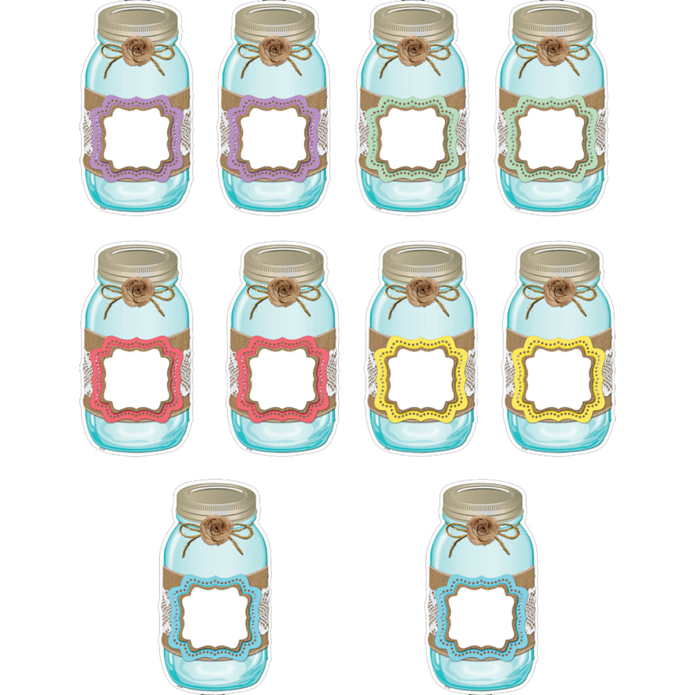 Teacher Created Resources Accents, Shabby Chic Mason Jars, 30 Accents Per Pack, Set Of 3 Packs