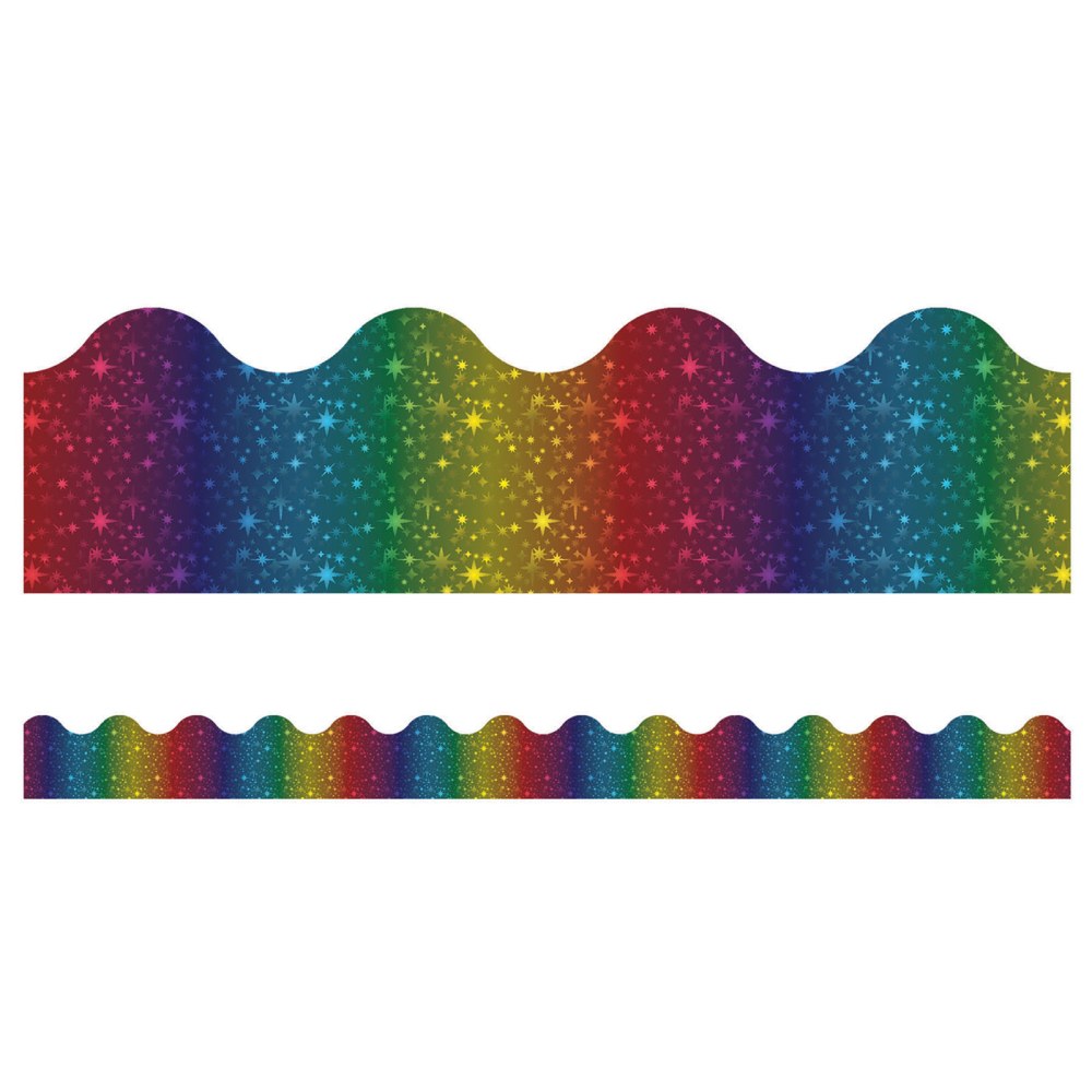 Carson Dellosa Education Scalloped Border, Sparkle + Shine Rainbow Foil, 39ft Per Pack, Set Of 6 Packs