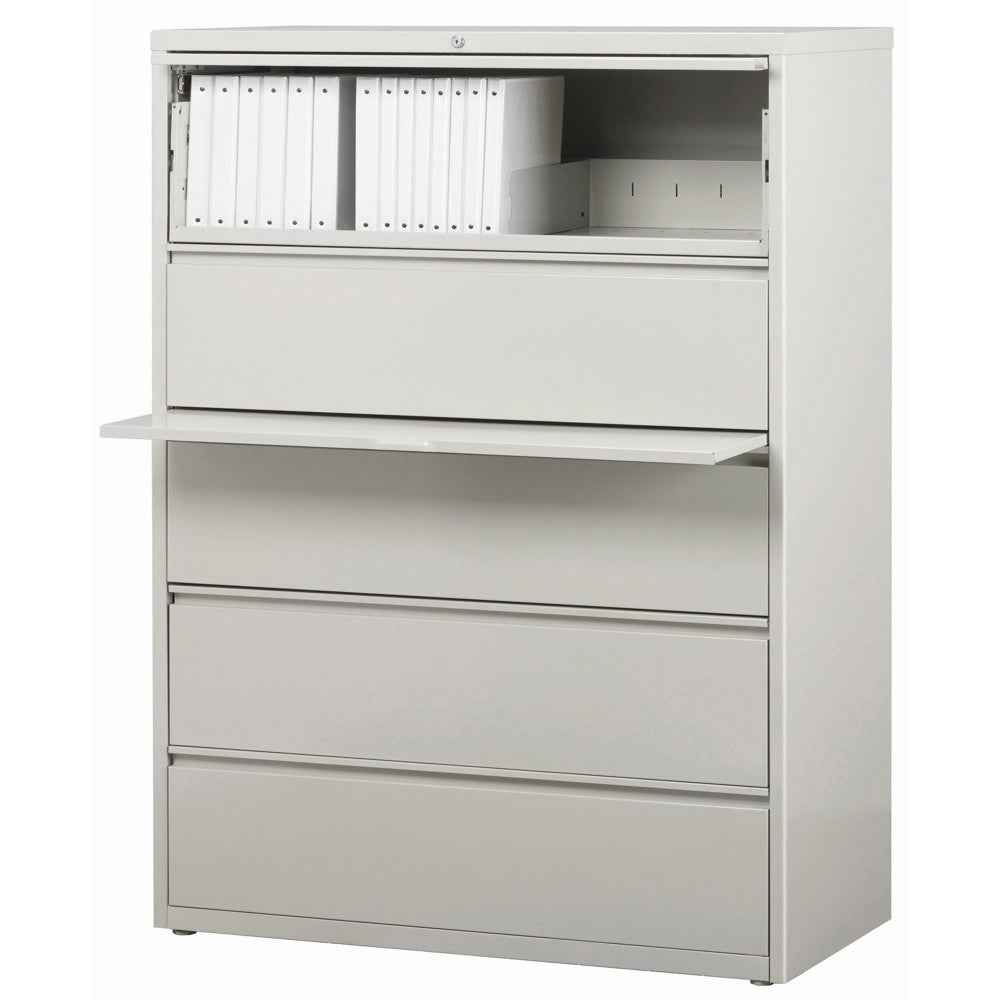 Lorell Fortress 42inW x 18-5/8inD Lateral 5-Drawer File Cabinet, Light Gray