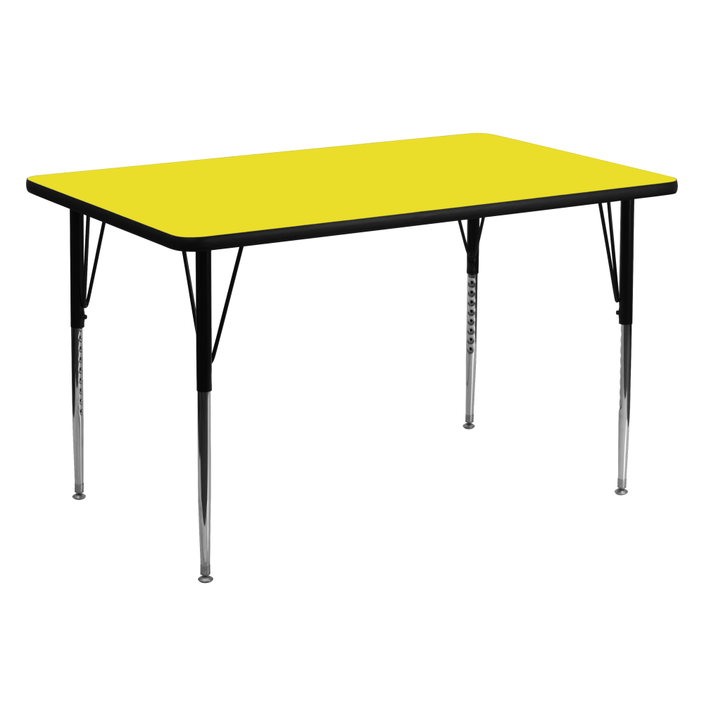 Flash Furniture 60inW Rectangular HP Laminate Activity Tables With Standard Height-Adjustable Legs, Yellow