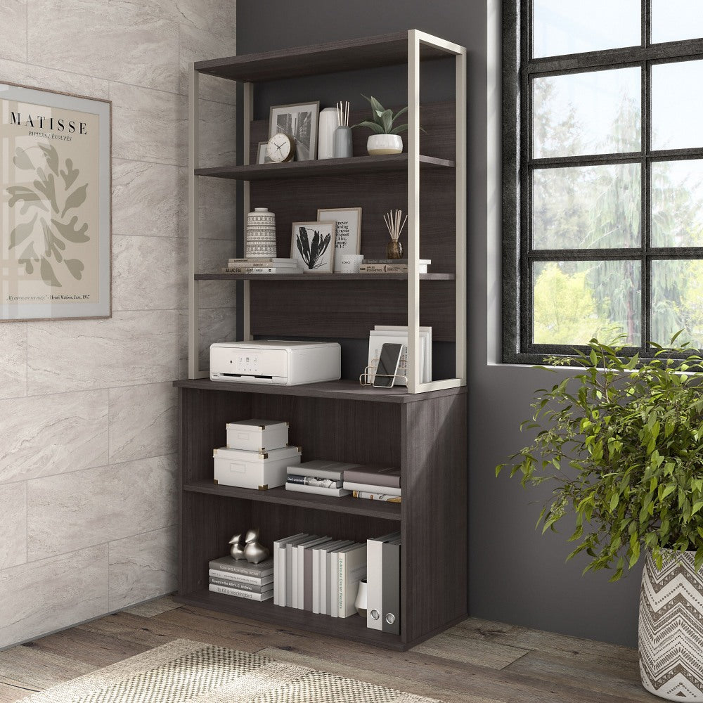 Bush Business Furniture Hybrid 43inH Bookcase Hutch, Storm Gray, Standard Delivery