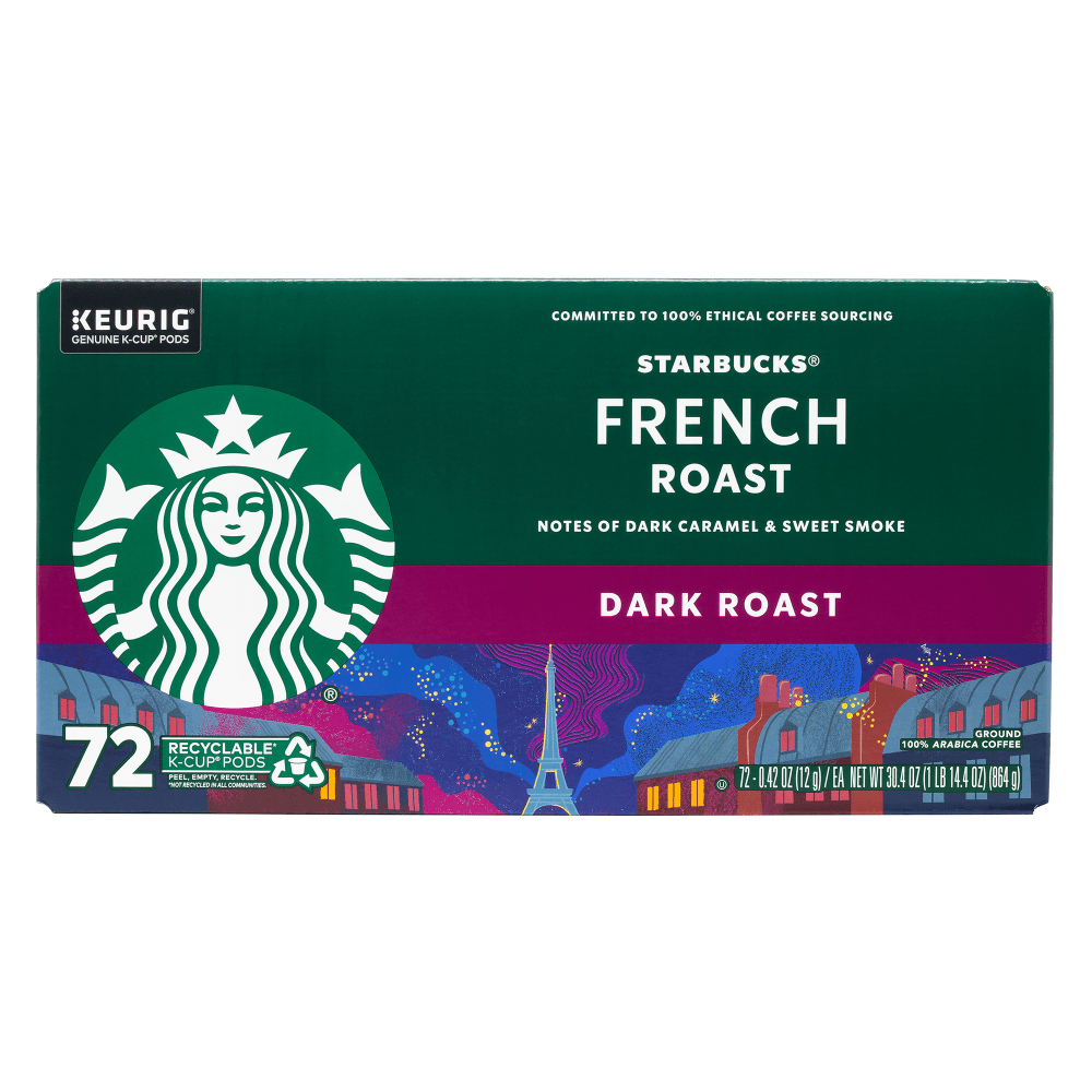 Starbucks French Roast Dark Roast K-Cup Pods, Pack Of 72 Pods