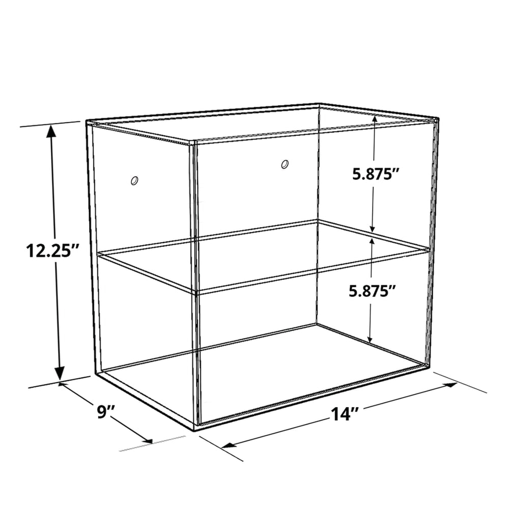 Azar Displays Acrylic Countertop Open Case With 1 Shelf, 12-1/4inH x 14inW x 9inD, Clear