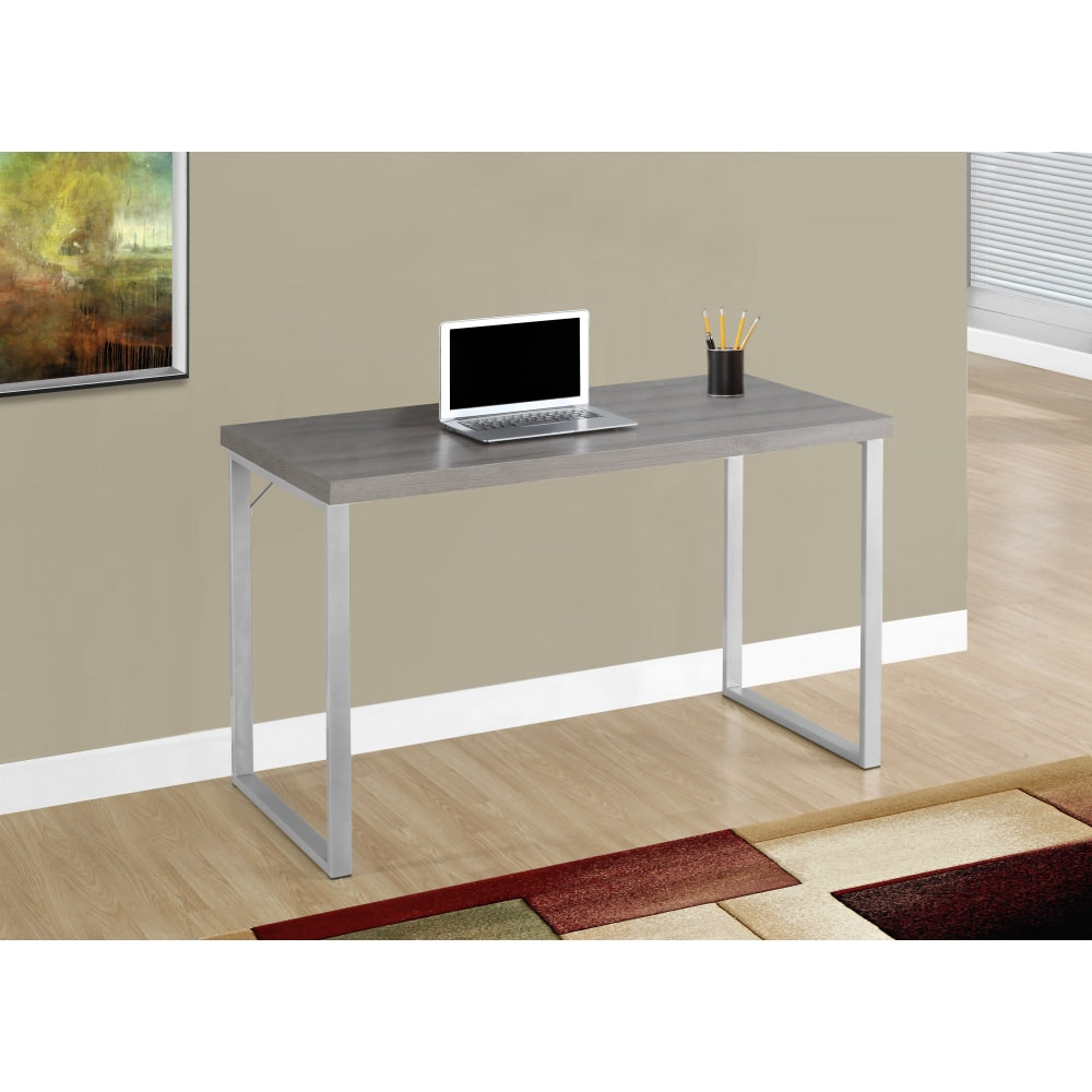 Monarch Specialties Contemporary 48inW Computer Desk, Dark Taupe/Silver