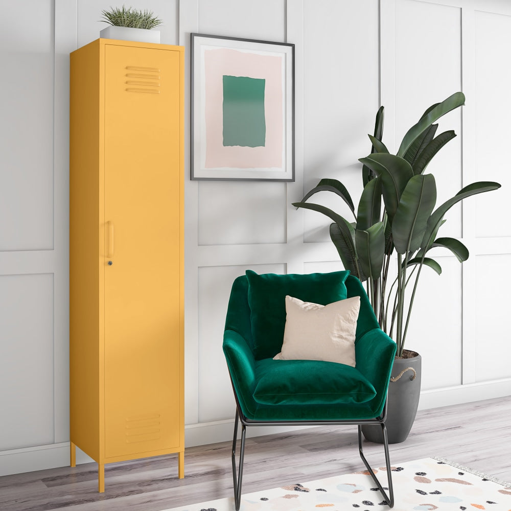 Ameriwood Home Cache Single Metal Locker Storage Cabinet, 72-7/8inH x 15inW x 15-3/4inD, Yellow