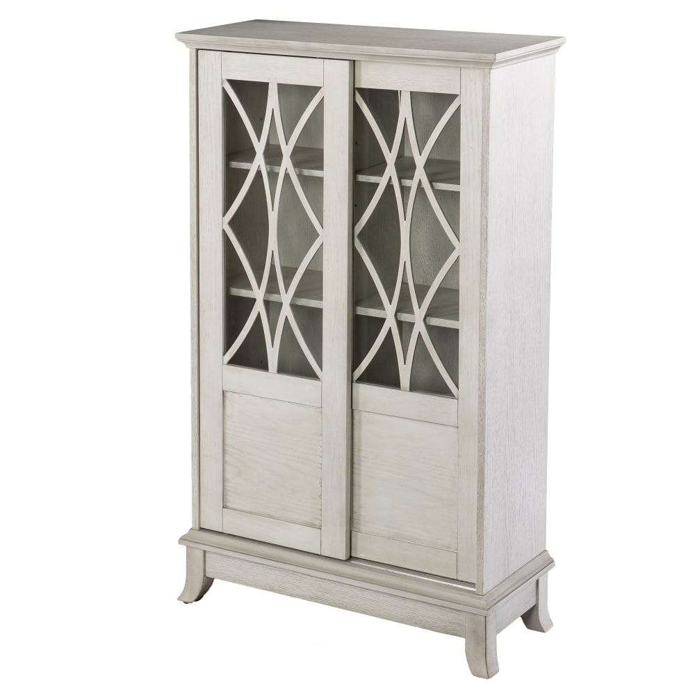 SEI Furniture Brindleford 28inW Sliding-Door Cabinet, Distressed White