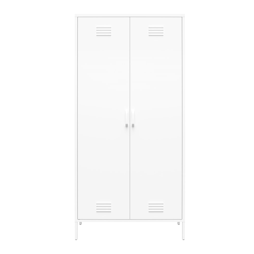 Ameriwood Home Mission District Tall 2-Door Metal Locker Cabinet, 72-7/8inH x 35-7/16inW x 15-3/4inD, White