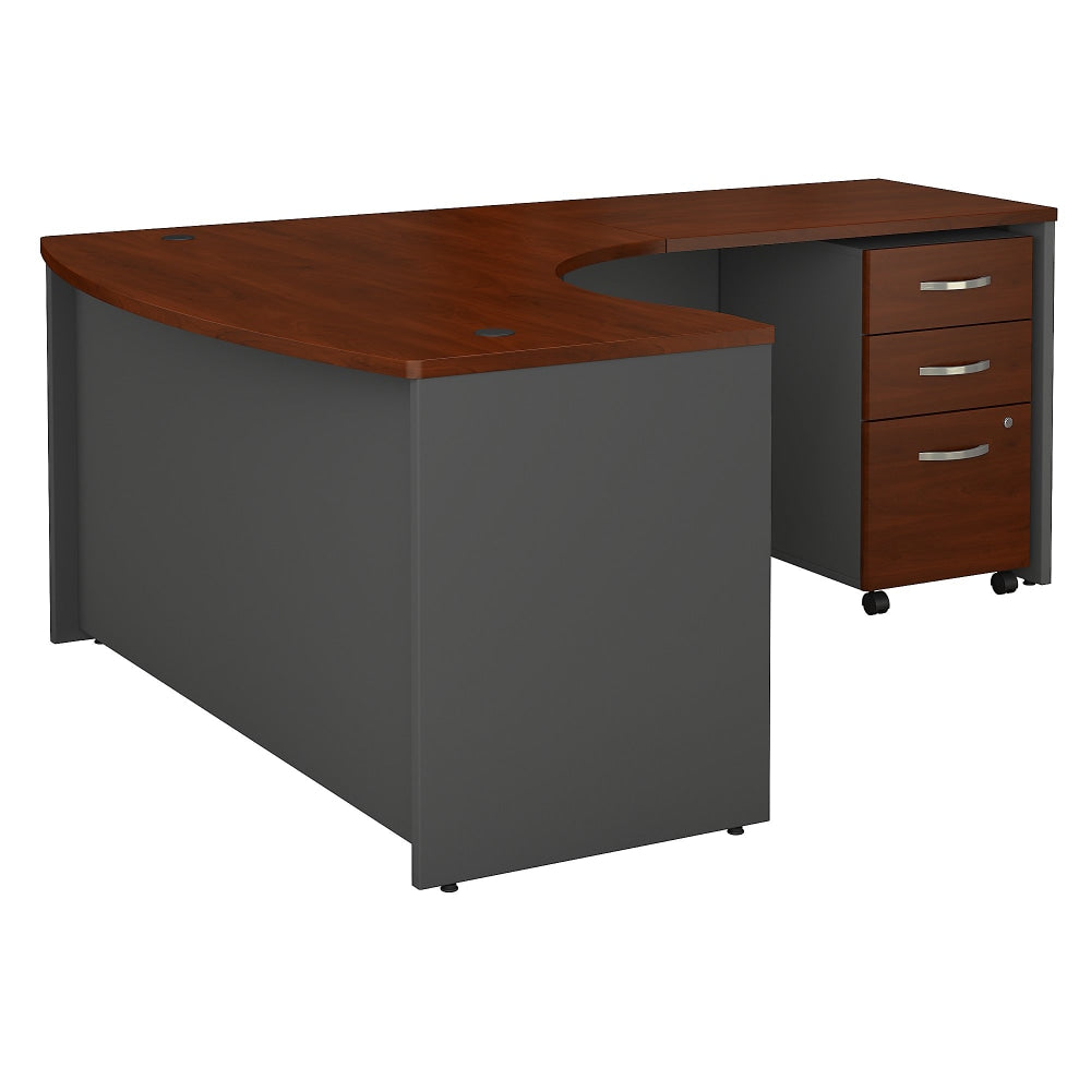 Bush Business Furniture Components 60inW Bow-Front L-Shaped Computer Desk With Return And 3-Drawer Mobile File Cabinet, Hansen Cherry, Standard Delivery