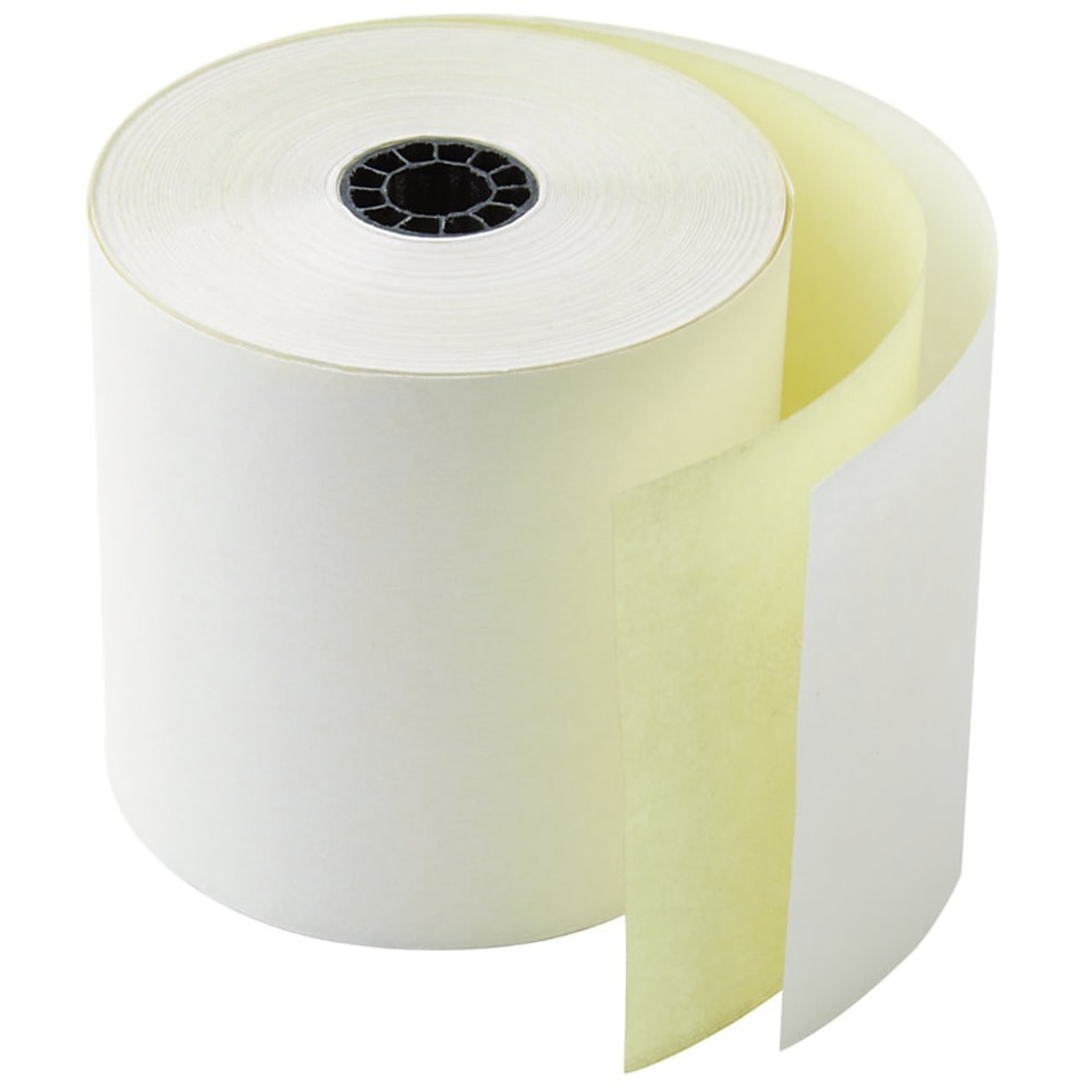 Office Depot Brand 2-Ply POS & Credit Card Carbonless Rolls, 3in x 100ft, White/Canary, Pack Of 50