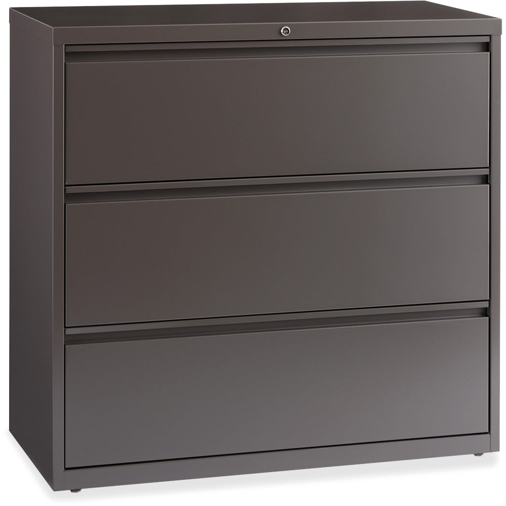 Lorell 42inW x 18-5/8inD Lateral 3-Drawer File Cabinet, Medium Tone Gray