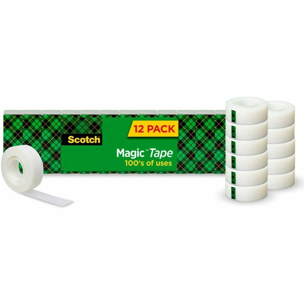 Scotch Magic Invisible Tape With Clip-And-Twist Dispenser, 0.75in x 1,000in, Clear, Pack Of 12 Rolls