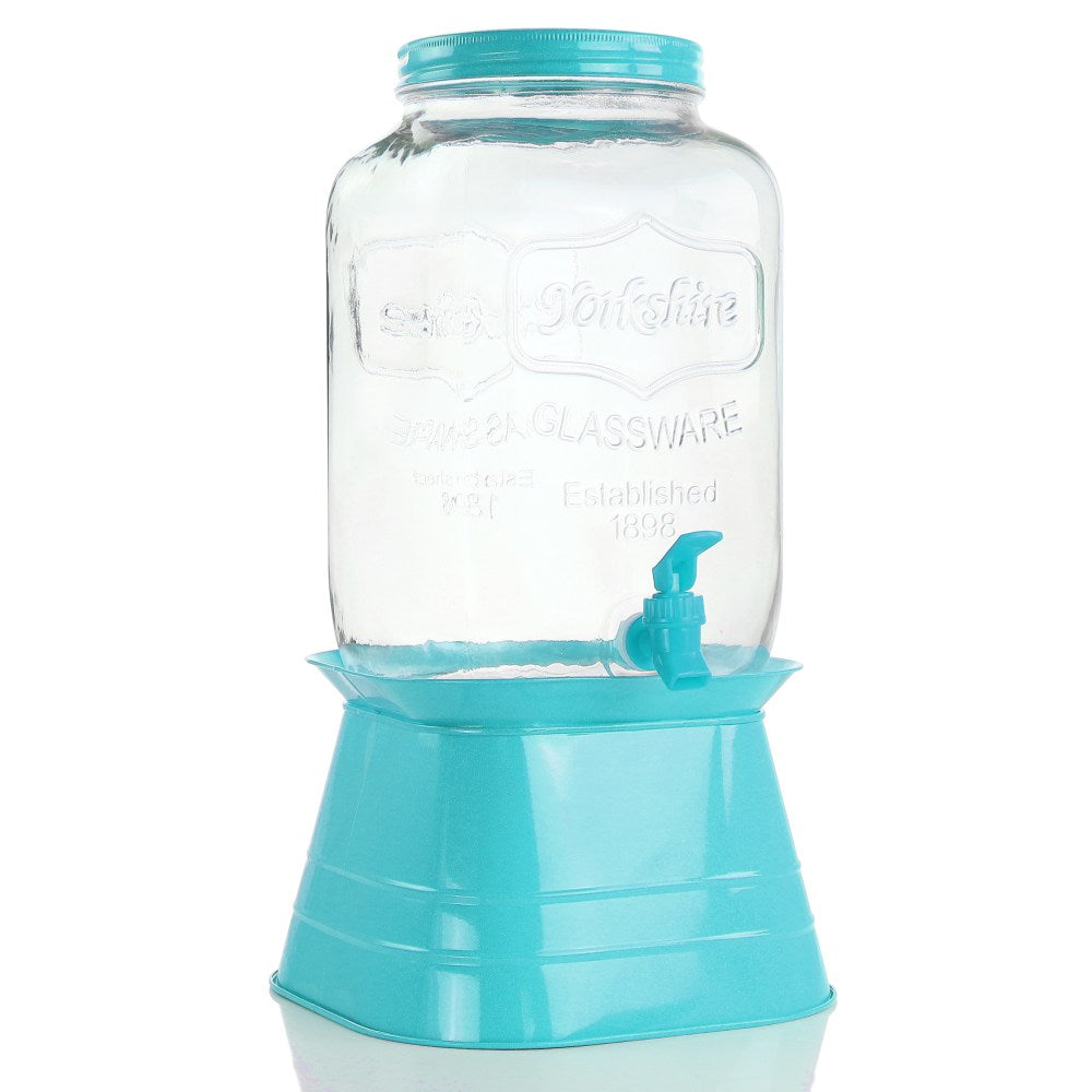 Gibson Home Chiara 2-Gallon Glass Mason Jar Dispenser, Blue