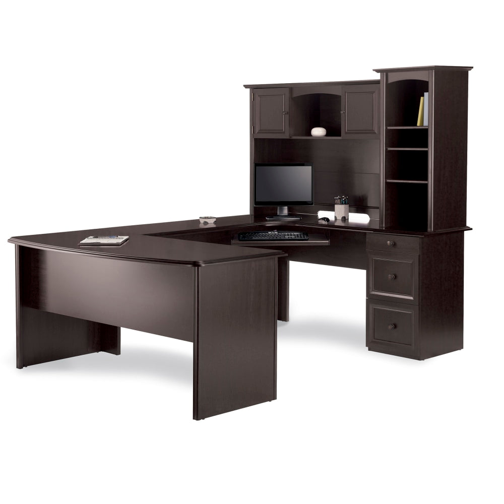 Realspace Broadstreet 65inW Hutch For U-Shaped Desk, Walnut