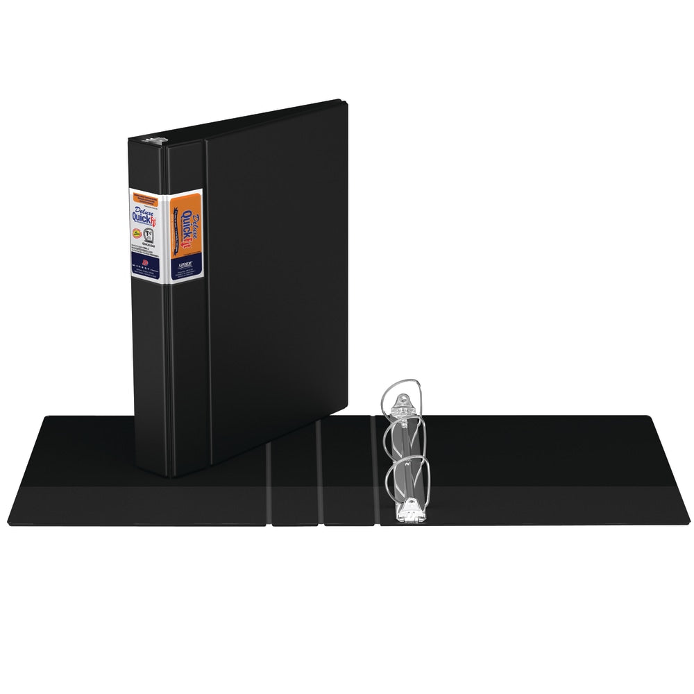 Stride QuickFit Commercial 3-Ring Binder, 1 1/2in D-Rings, Black