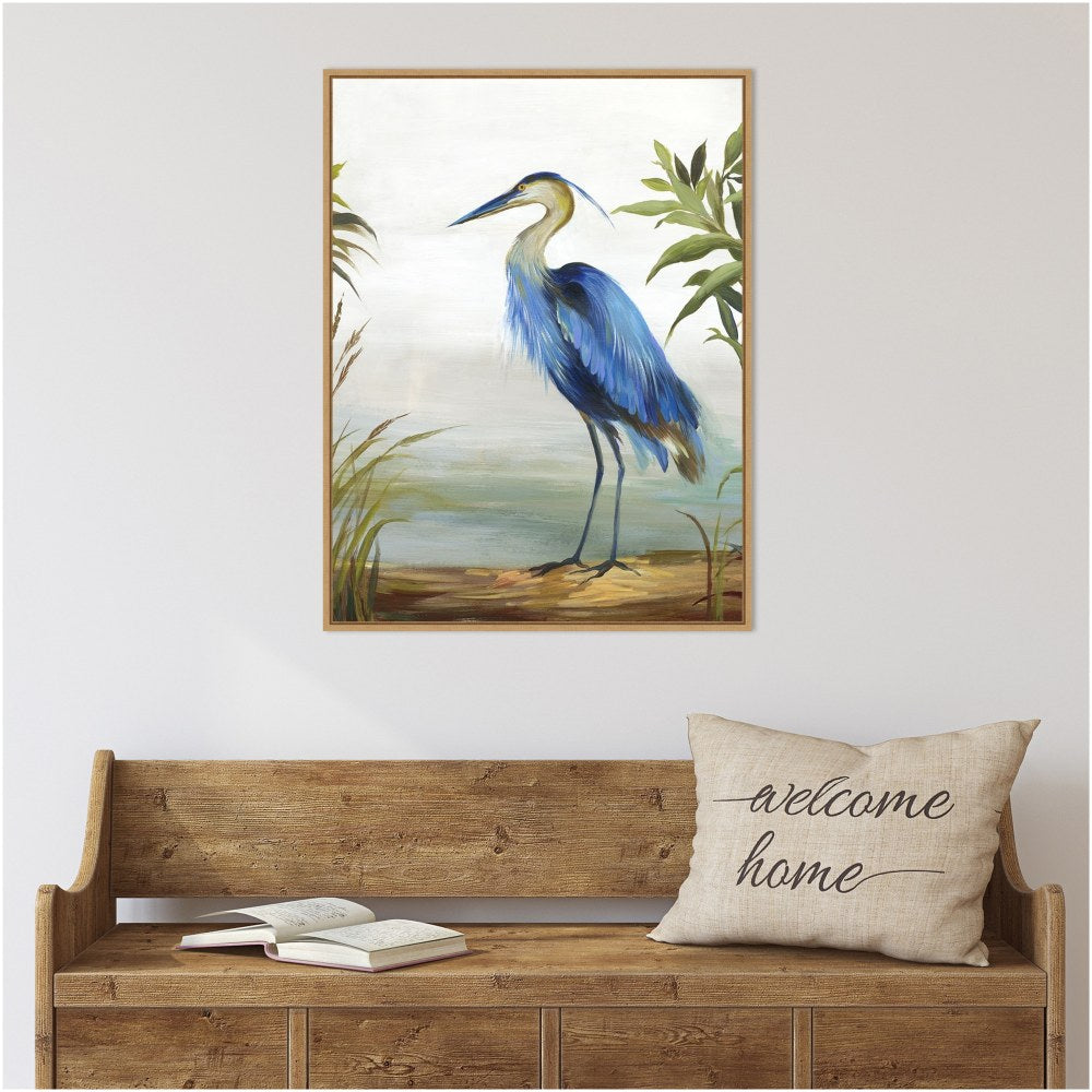 Amanti Art Blue Heron by Aimee Wilson Framed Canvas Wall Art Print, 30inH x 23inW, Maple