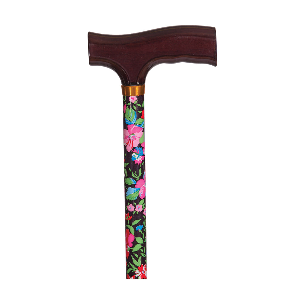 DMI Adjustable Derby Top Aluminum Folding Walking Cane, 40in, Floral