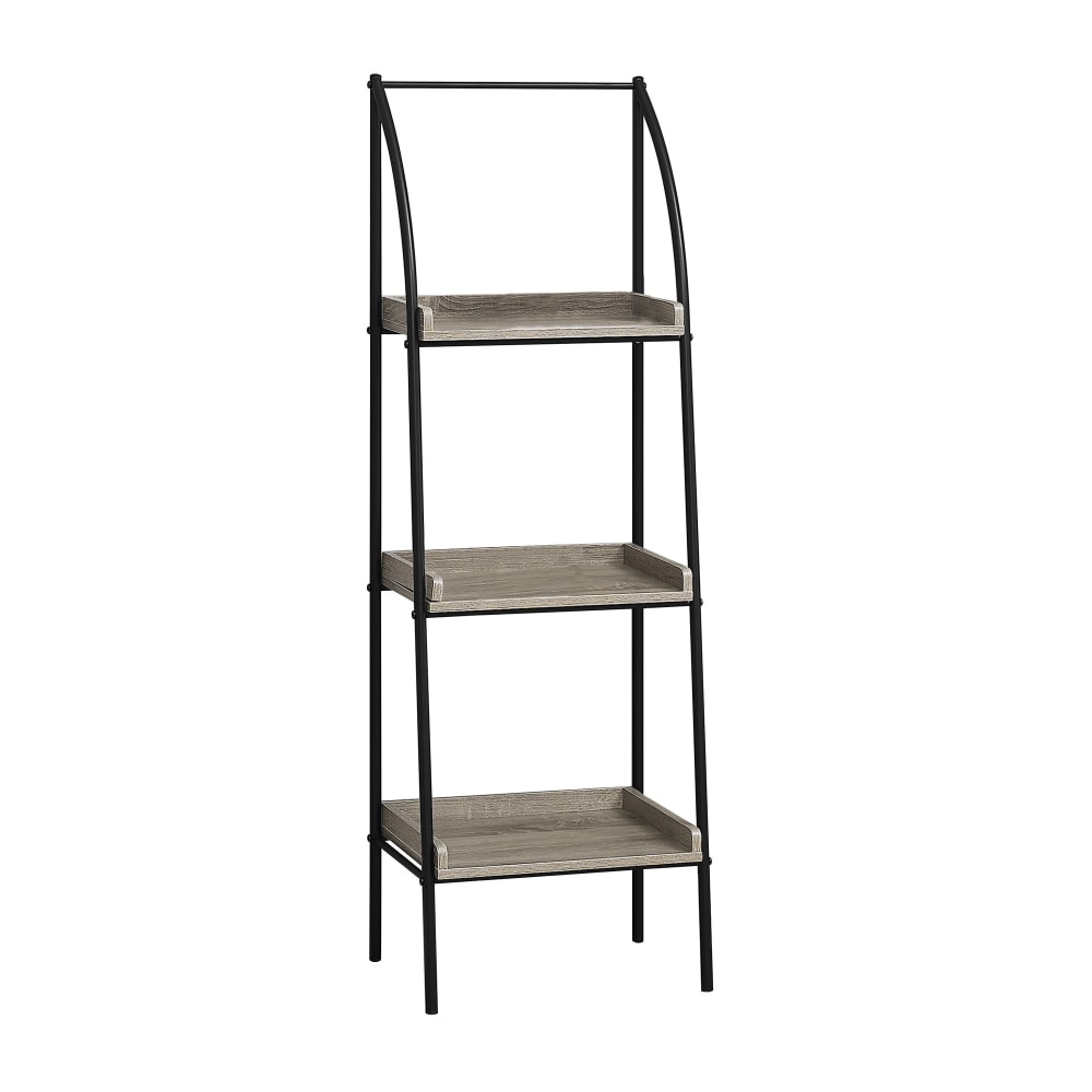 Monarch Specialties 48inH 3-Shelf Backless Metal Bookcase, Dark Taupe/Black