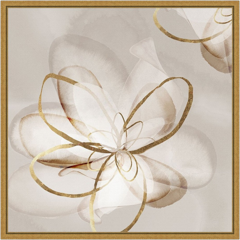 Amanti Art Transparent Beauty II Floral by Eva Watts Framed Canvas Wall Art Print, 16inH x 16inW, Gold